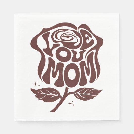 Liebe Mama Rose Typografie Serviette (Vorderseite)