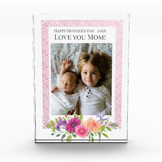 Liebe Mama! Schöne rosa Blume Foto Block (Vorderseite)