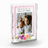 Liebe Mama! Schöne rosa Blume Foto Block (Links)