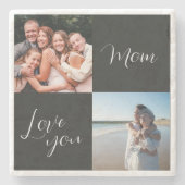 Liebe Mama, sentimentales Fotogeschenk für Mütter Steinuntersetzer (Vorderseite)