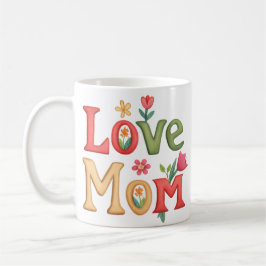 Liebe Mama Text mit Blume Kaffeetasse