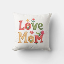 Liebe Mama Text mit Blume Kissen