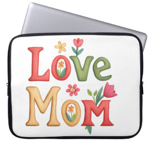 Liebe Mama Text mit Blume Laptopschutzhülle