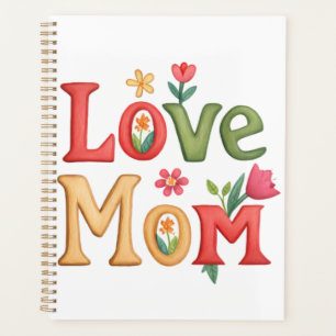 Liebe Mama Text mit Blume Planer