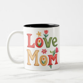 Liebe Mama Text mit Blume Zweifarbige Tasse