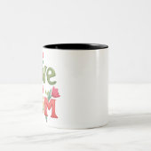 Liebe Mama Text mit Blume Zweifarbige Tasse (Mittel)