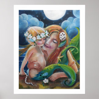 Liebe Mama und Baby Mermaids Poster