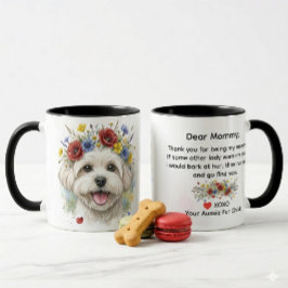 Liebe Mami Malteser Hund  Wildblumen Kranz Aquarel Tasse