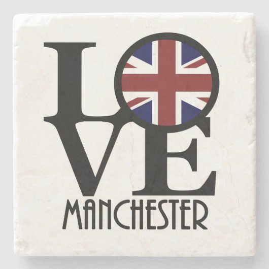 LIEBE Manchester England Steinuntersetzer (Vorderseite)