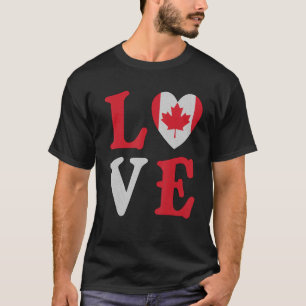 Liebe Maple Leaf Heart Canada Flag Canadian Roots  T-Shirt
