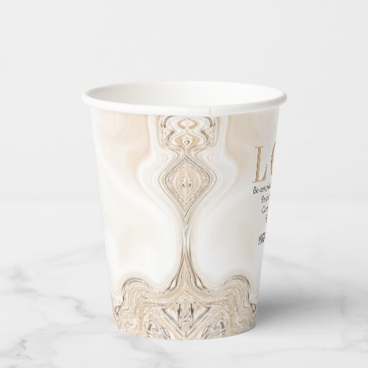 Liebe Marbel Caramel Swirl Scripting Ephesians 4:2 Pappbecher (Rechts)