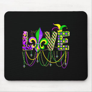 Liebe Mardi Gras Beads für Frauen Funny Carnival P Mousepad