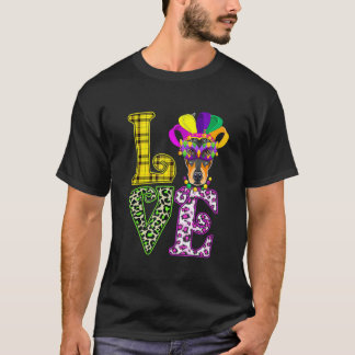 Liebe Mardi Gras Doberman Dog Vater Mama T-Shirt