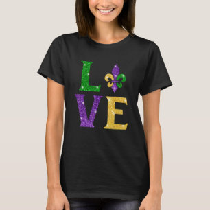 LIEBE Mardi Gras Fleur De Lys Funny Men Women Carn T-Shirt