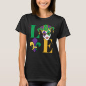 Liebe Mardi Gras Jester Fleur-de-Lis T-Shirt (Vorderseite)