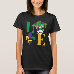 Liebe Mardi Gras Jester Fleur-de-Lis T-Shirt