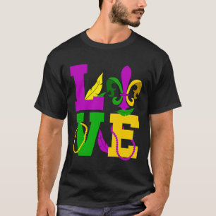 LIEBE Mardi Gras Mardi Gras Beads Fleur De Lys T-Shirt