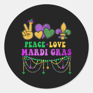 Liebe Mardi Gras mit Perlen und Lilie Runder Aufkleber