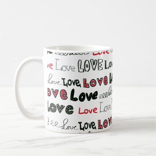 Liebe Marker Textur Nahtloser Hintergrund Kaffeetasse (Links)