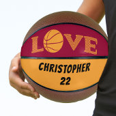 LIEBE Maroon Rot und Golden Gelb Personalisiert Basketball