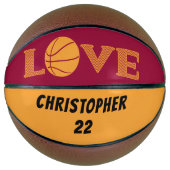 LIEBE Maroon Rot und Golden Gelb Personalisiert Basketball (Vorderseite)