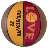 LIEBE Maroon Rot und Golden Gelb Personalisiert Basketball (Vertikal)