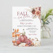 Liebe Marsala Floral Pumpkin Verlobung Einladung (Stehend Vorderseite)