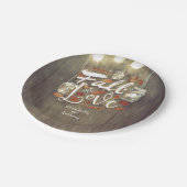 Liebe Mason Jar Lights Rustikale Hochzeit Pappteller (Schrägansicht)