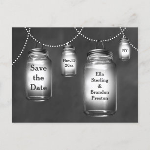 Liebe Mason Jars auf Chalkboard Save the Date Ankündigungspostkarte