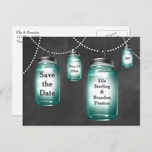 Liebe Mason Jars Save the Date Ankündigungspostkarte (Vorne/Hinten)