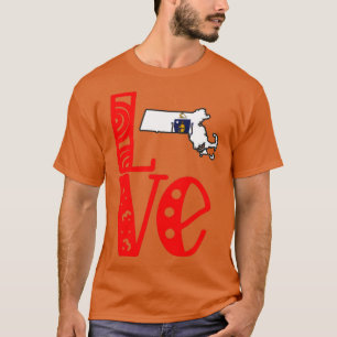 Liebe Massachusetts in Art Block Letters T-Shirt