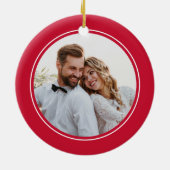 Liebe Maßgeschneiderte Couple Foto Weihnachtsfeier Keramik Ornament (Hinten)