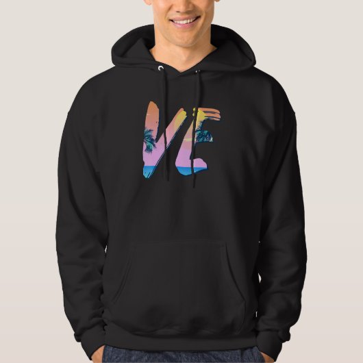 Liebe Matching Couple Palm Tree Valentinstag Anni Hoodie (Vorderseite)