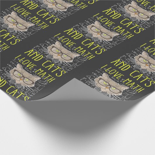 Liebe Mathe und Katzen Mathematischer Nerd Geschenkpapier (Ecke)