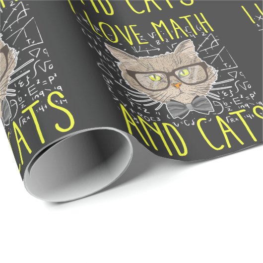 Liebe Mathe und Katzen Mathematischer Nerd Geschenkpapier (Rolleneckpunkt)