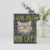 Liebe Mathe und Katzen Mathematischer Nerd Postkarte (Stehend Vorderseite)