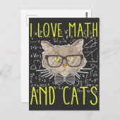 Liebe Mathe und Katzen Mathematischer Nerd Postkarte (Vorne/Hinten)