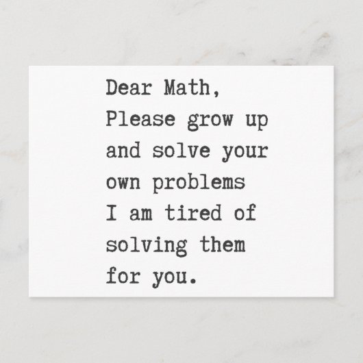 Liebe Mathematik löst Ihre eigenen Probleme Postkarte (Vorderseite)