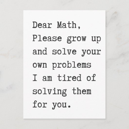Liebe Mathematik löst Ihre eigenen Probleme Postkarte (Vorderseite)
