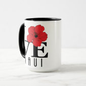 LIEBE Maui Roter Hibiskus 15oz Tasse (Vorderseite Links)