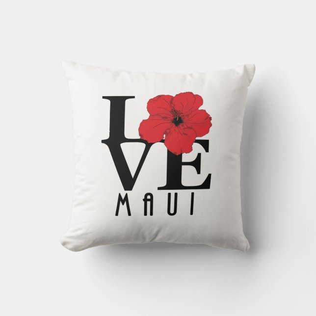 LIEBE Maui Roter Hibiskus Kissen (Vorderseite)