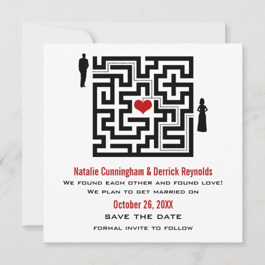 Liebe Maze Save the Date einladen (Vorderseite)