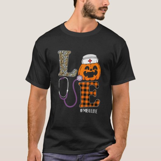 Liebe MBU Nurse Leopard Pumpkin Halloween Nurse Co T-Shirt (Vorderseite)