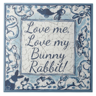 Liebe Me, Liebe mein Rabbit Delft Blue White Dedha Fliese