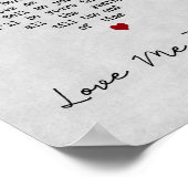 Liebe Me Tender Gray Heart Song Lyric Print Poster (Ecke)