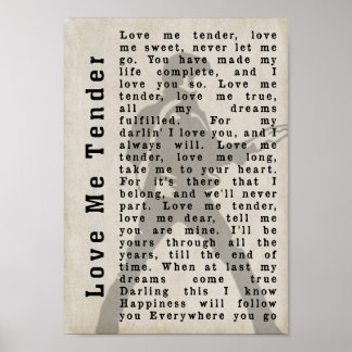 Liebe Me Tender Pose Shadow Song Lyric Print Poster