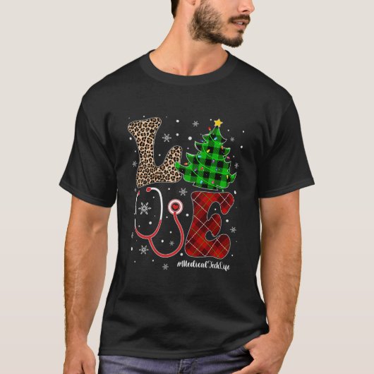 Liebe Medical Tech Life Leopard Weihnachtsbaum Buf T-Shirt (Vorderseite)