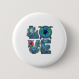 Liebe Meeresschildkröte Erde Tropisch Button