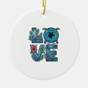 Liebe Meeresschildkröte Erde Tropisch Keramik Ornament