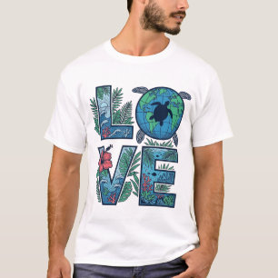 Liebe Meeresschildkröte Erde Tropisch T-Shirt